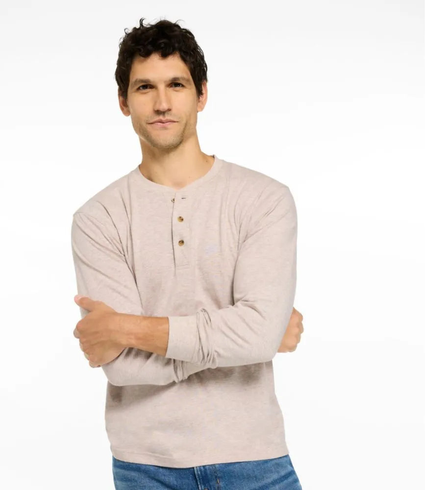 Men's Carefree Unshrinkable Henley, Long-Sleeve, Slightly Fitted