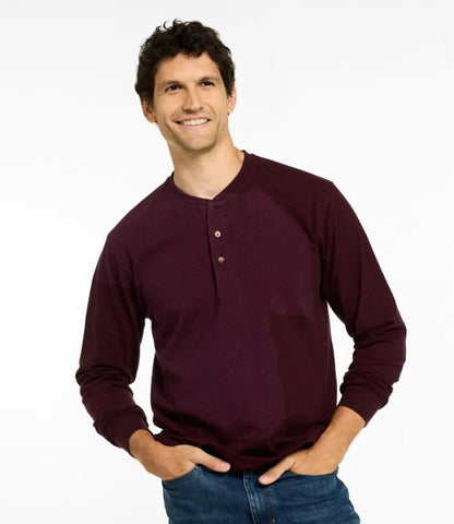 Men's Carefree Unshrinkable Henley, Long-Sleeve, Slightly Fitted