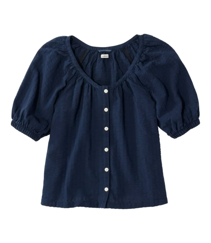 Women's Bean's Seacoast Seersucker Scoopneck Shirt