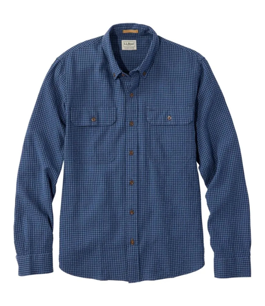 Men's Sunwashed Textured Shirt, Slightly Fitted, Plaid