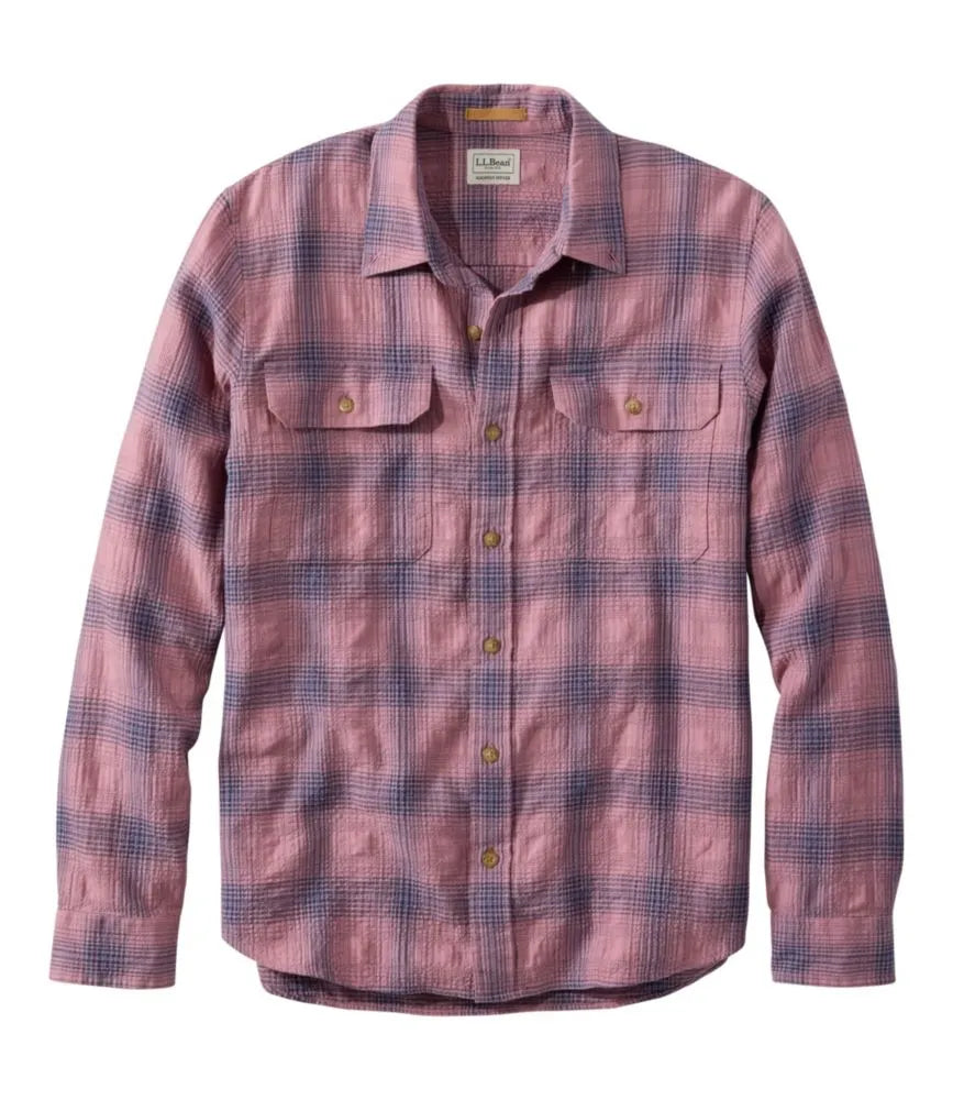Men's Sunwashed Textured Shirt, Slightly Fitted, Plaid