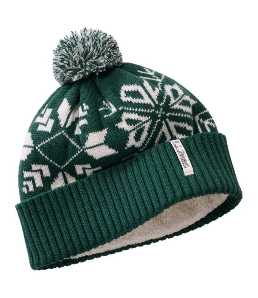 Adults' L.L.Bean Snowflake Chunky Yarn Pom Hat