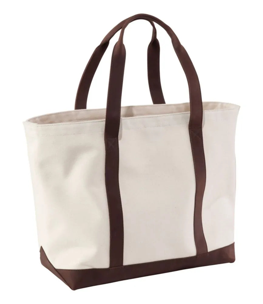 Leather-Trim Canvas Tote
