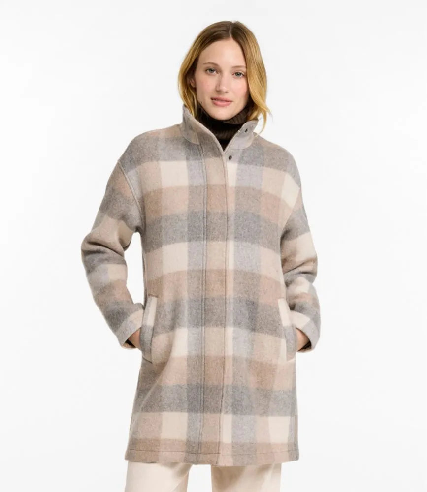 Women's Bean's Boiled Wool Coat, Plaid