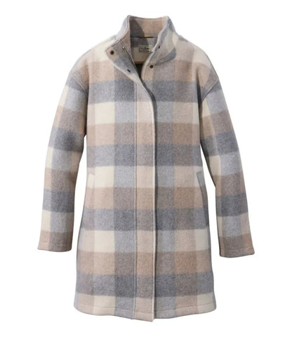 Women's Bean's Boiled Wool Coat, Plaid
