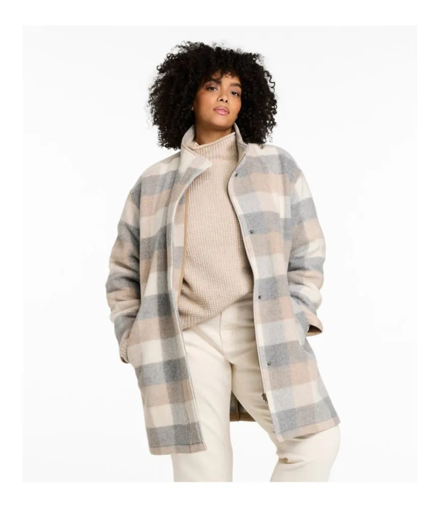 Women's Bean's Boiled Wool Coat, Plaid