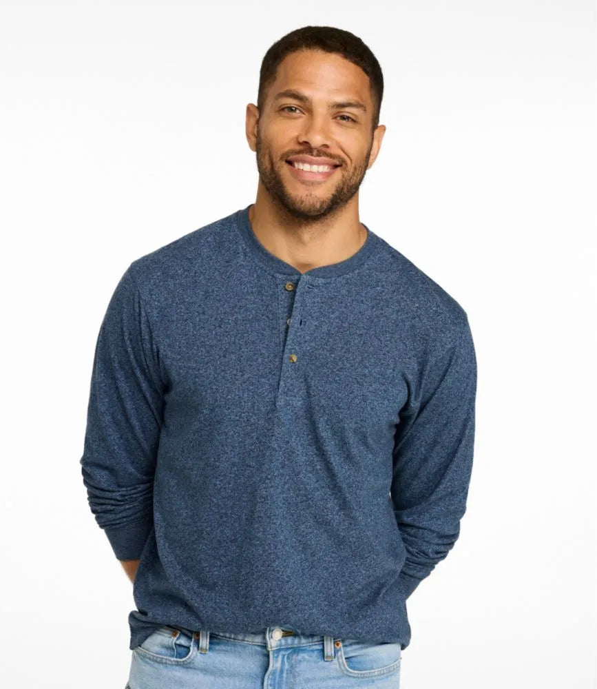 Men's Carefree Unshrinkable Henley, Long-Sleeve, Slightly Fitted