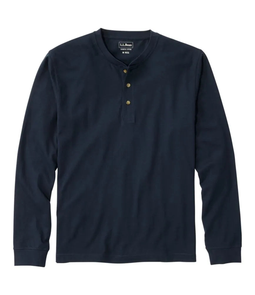 Men's Carefree Unshrinkable Henley, Long-Sleeve, Slightly Fitted
