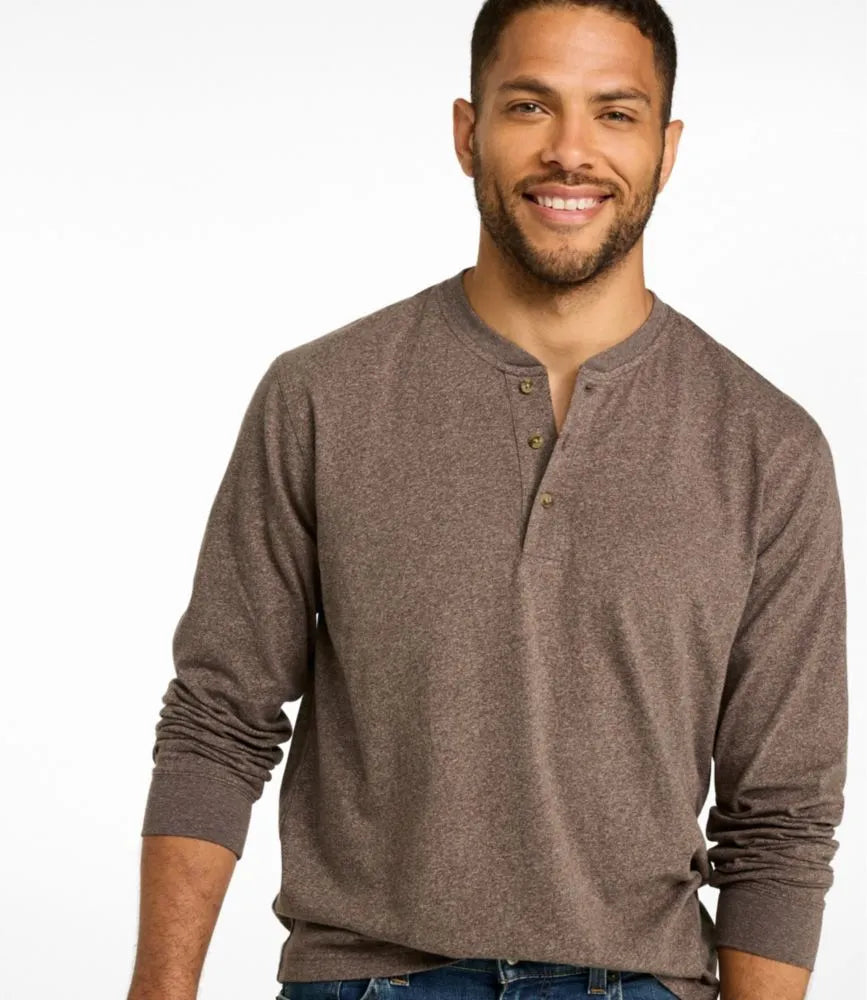 Men's Carefree Unshrinkable Henley, Long-Sleeve, Slightly Fitted