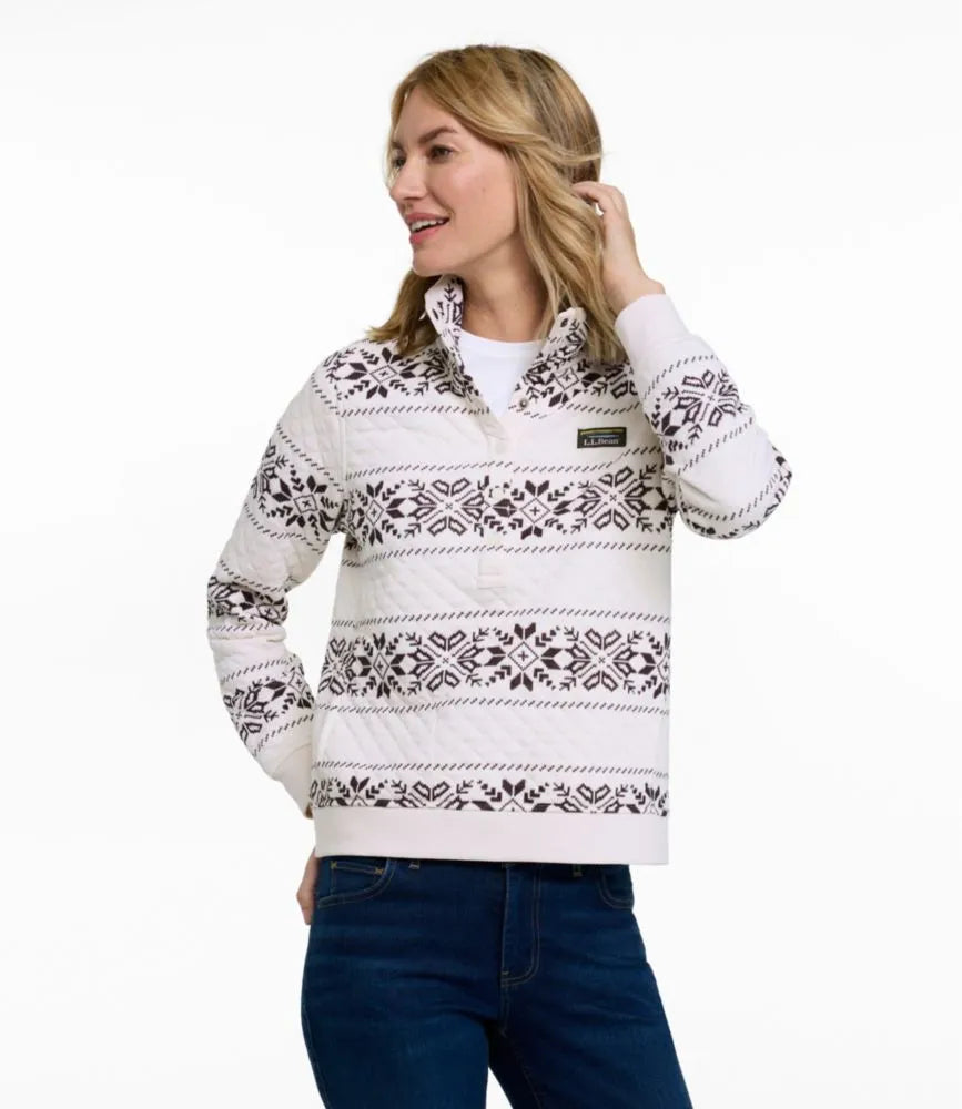 Women's Quilted Half-Snap Sweatshirt, Print