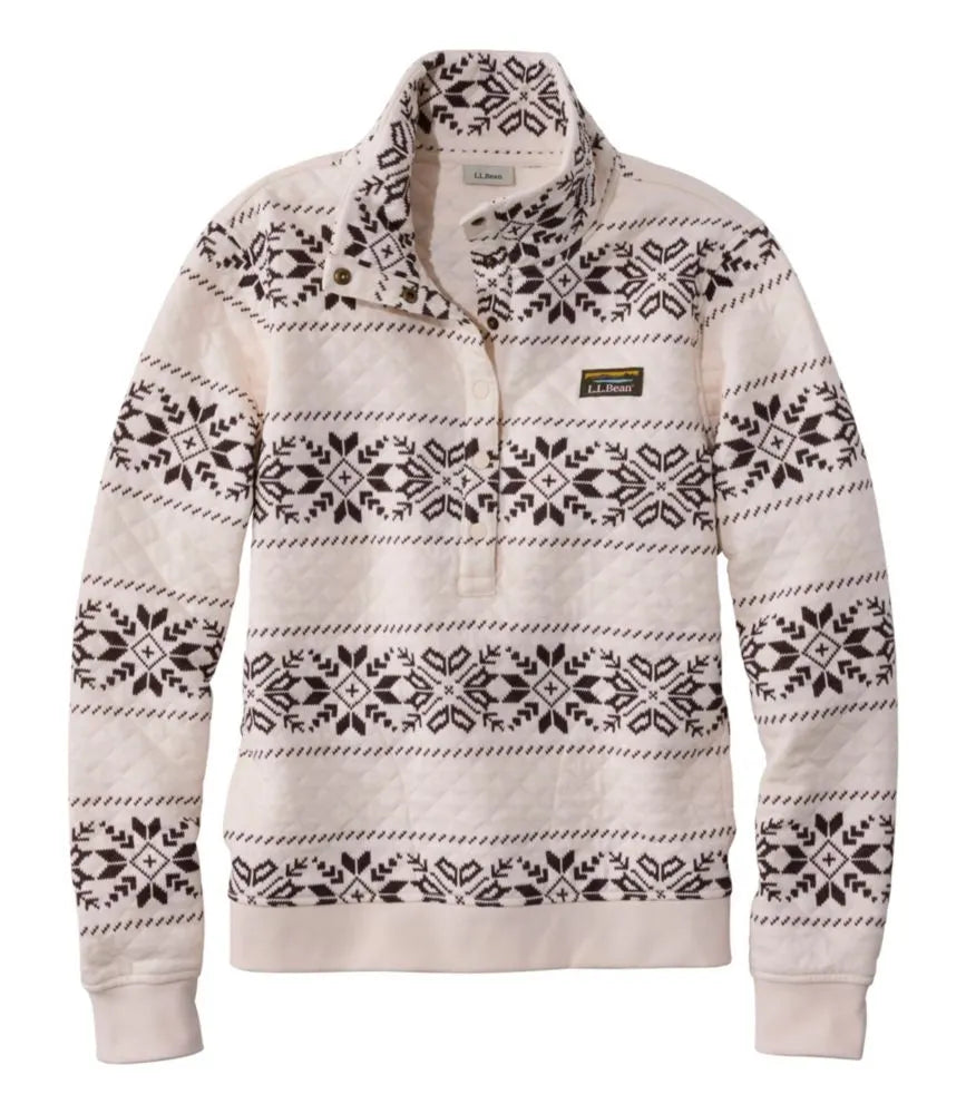 Women's Quilted Half-Snap Sweatshirt, Print