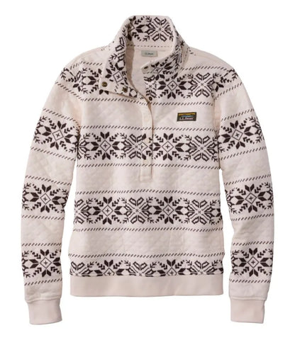 Women's Quilted Half-Snap Sweatshirt, Print
