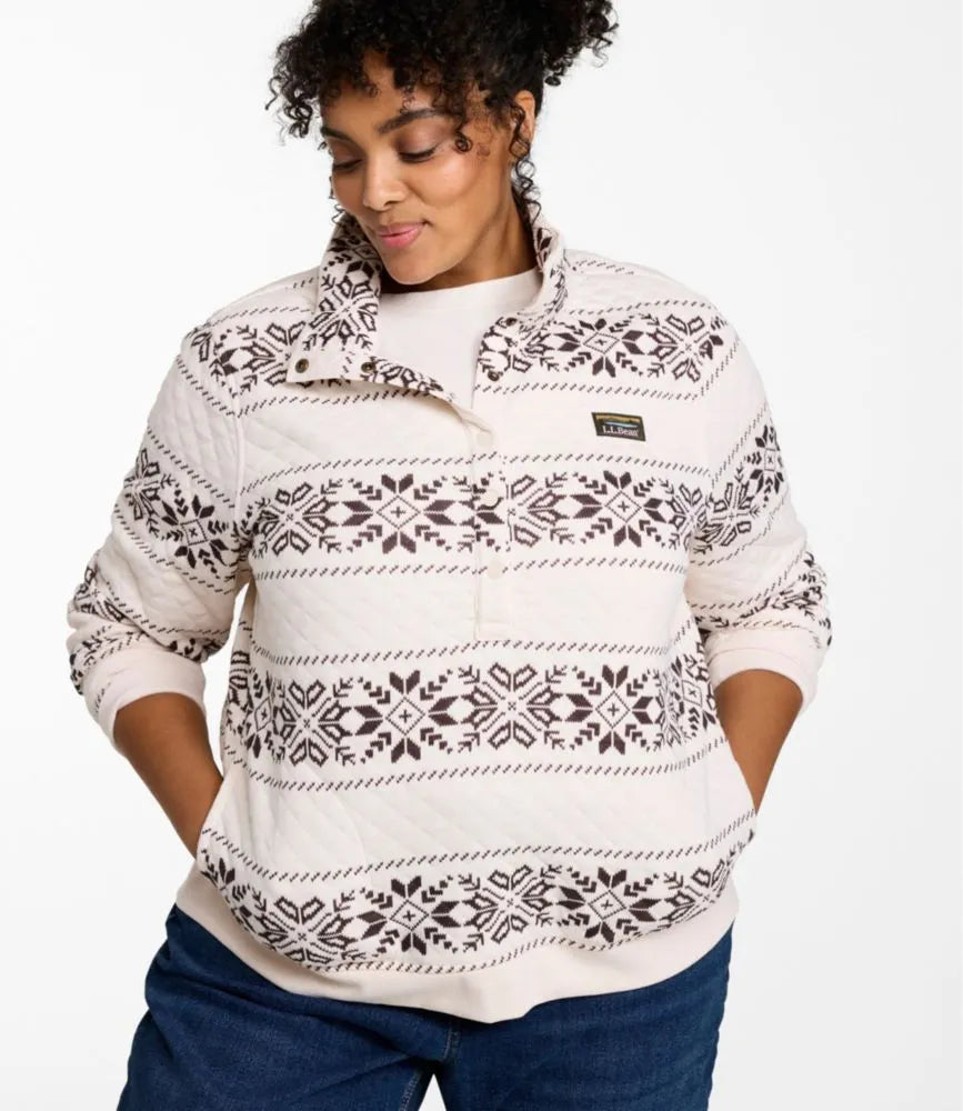 Women's Quilted Half-Snap Sweatshirt, Print