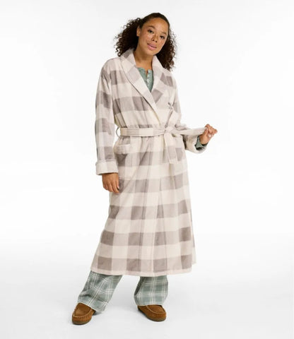 Women's Soft Plush Terry Robe, Plaid